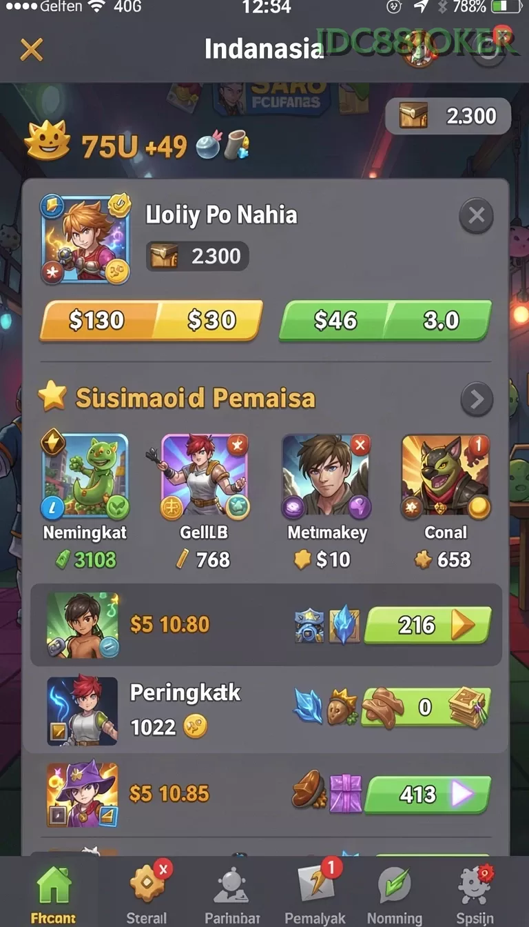 Cuplikan layar JKTOK — menu navigasi